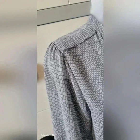 Michael Michael Kors Blue Sheer Shirt with Front Tie, Size Small - Picture 2 of 11